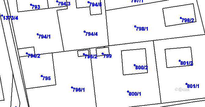 Parcela st. 799 v KÚ Vejprnice, Katastrální mapa