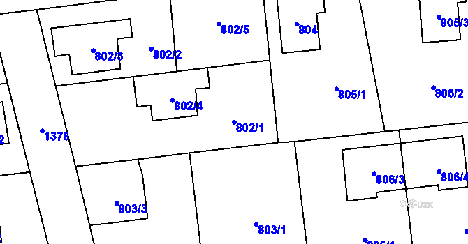 Parcela st. 802/1 v KÚ Vejprnice, Katastrální mapa