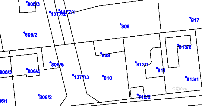 Parcela st. 809 v KÚ Vejprnice, Katastrální mapa