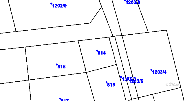 Parcela st. 814 v KÚ Vejprnice, Katastrální mapa