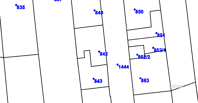 Parcela st. 842 v KÚ Vejprnice, Katastrální mapa