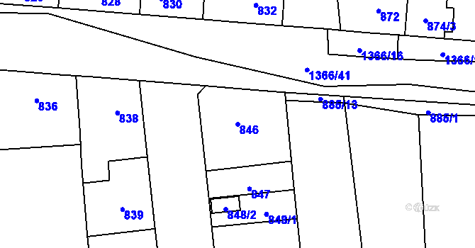 Parcela st. 846 v KÚ Vejprnice, Katastrální mapa