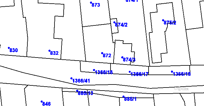 Parcela st. 872 v KÚ Vejprnice, Katastrální mapa