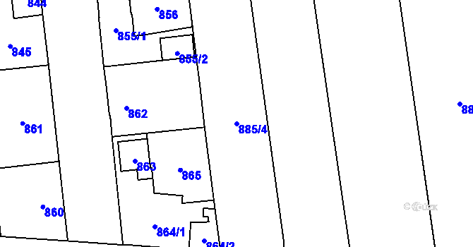 Parcela st. 885/4 v KÚ Vejprnice, Katastrální mapa