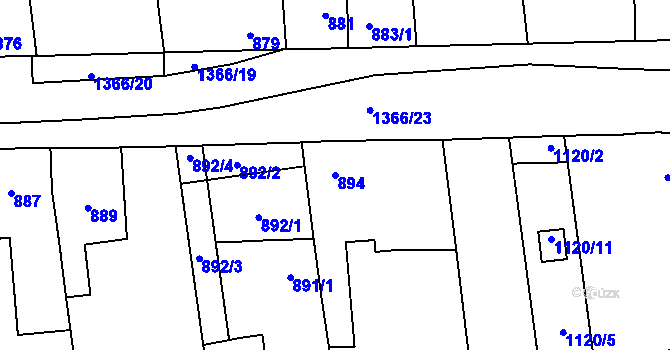 Parcela st. 894 v KÚ Vejprnice, Katastrální mapa