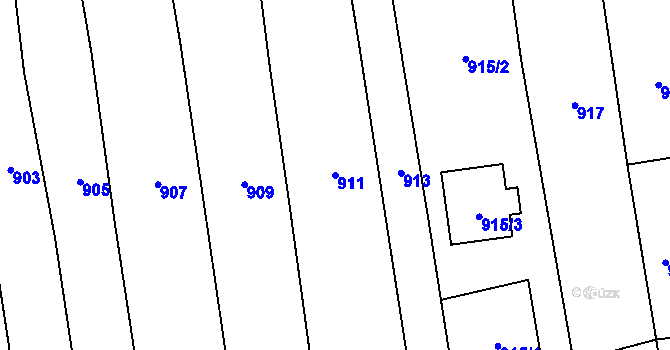 Parcela st. 911 v KÚ Vejprnice, Katastrální mapa