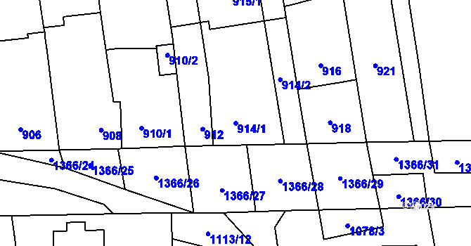 Parcela st. 914/1 v KÚ Vejprnice, Katastrální mapa