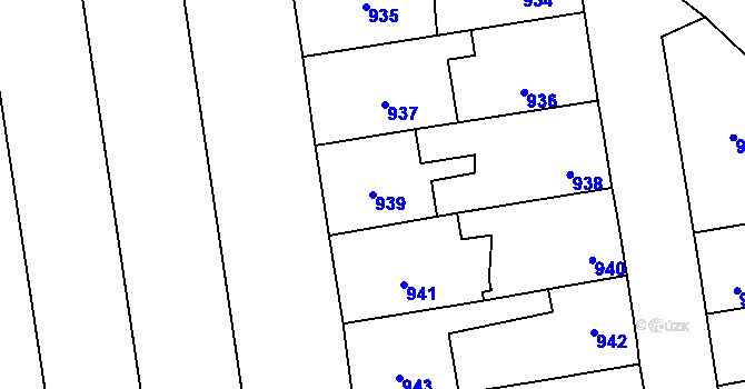 Parcela st. 939 v KÚ Vejprnice, Katastrální mapa