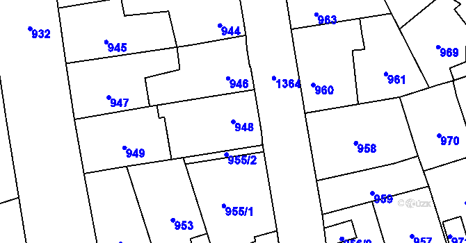 Parcela st. 948 v KÚ Vejprnice, Katastrální mapa