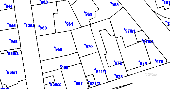Parcela st. 970 v KÚ Vejprnice, Katastrální mapa