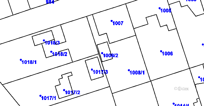 Parcela st. 1008/2 v KÚ Vejprnice, Katastrální mapa