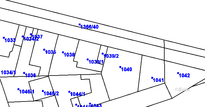 Parcela st. 1039/2 v KÚ Vejprnice, Katastrální mapa
