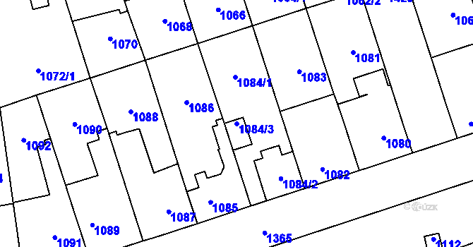 Parcela st. 1084/3 v KÚ Vejprnice, Katastrální mapa