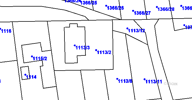 Parcela st. 1113/2 v KÚ Vejprnice, Katastrální mapa