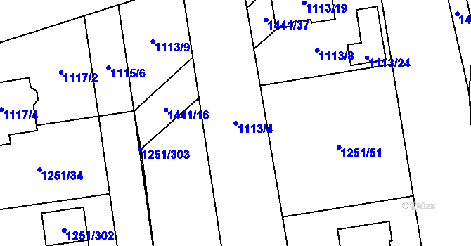 Parcela st. 1113/4 v KÚ Vejprnice, Katastrální mapa