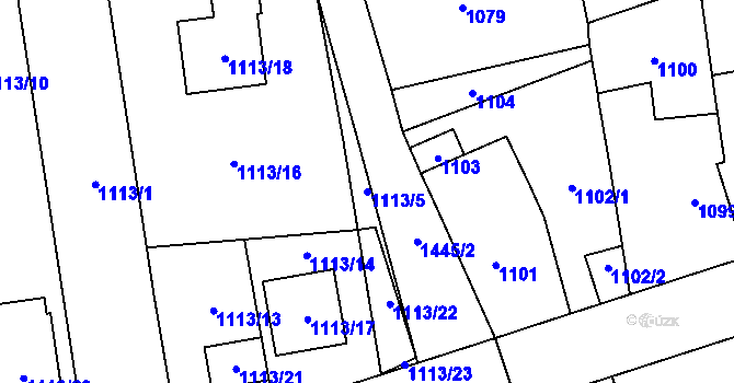Parcela st. 1113/5 v KÚ Vejprnice, Katastrální mapa