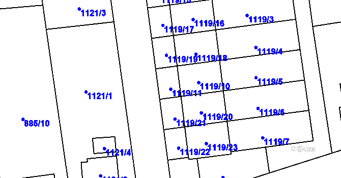 Parcela st. 1119/11 v KÚ Vejprnice, Katastrální mapa