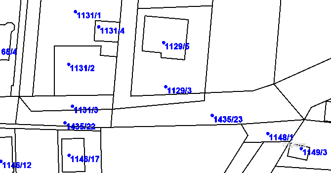 Parcela st. 1129/3 v KÚ Vejprnice, Katastrální mapa