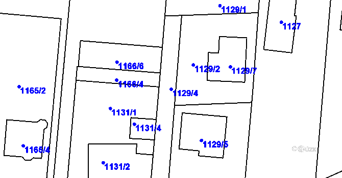 Parcela st. 1129/4 v KÚ Vejprnice, Katastrální mapa