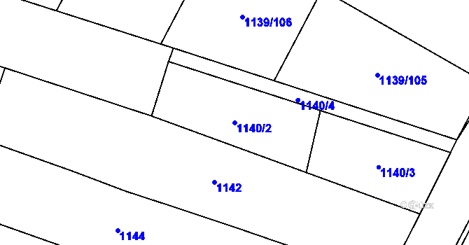 Parcela st. 1140/2 v KÚ Vejprnice, Katastrální mapa