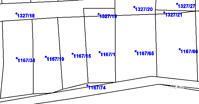 Parcela st. 1167/1 v KÚ Vejprnice, Katastrální mapa