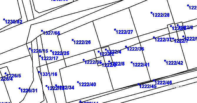 Parcela st. 1222/2 v KÚ Vejprnice, Katastrální mapa