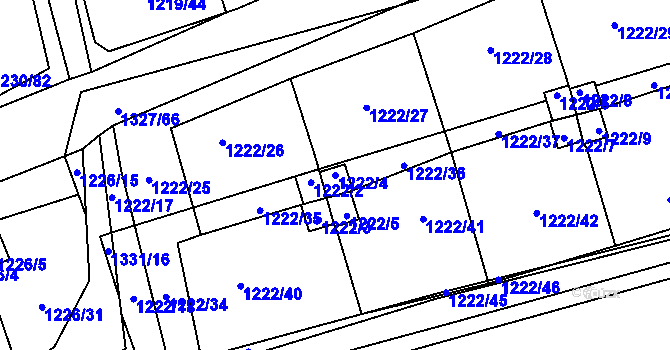 Parcela st. 1222/4 v KÚ Vejprnice, Katastrální mapa