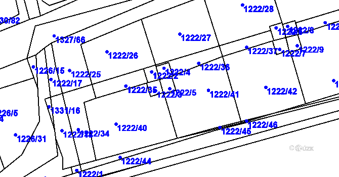 Parcela st. 1222/5 v KÚ Vejprnice, Katastrální mapa
