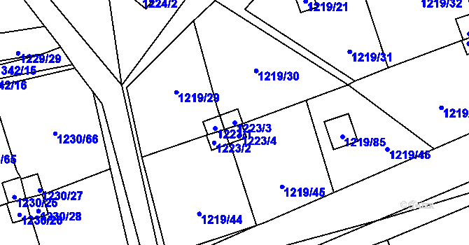 Parcela st. 1223/3 v KÚ Vejprnice, Katastrální mapa