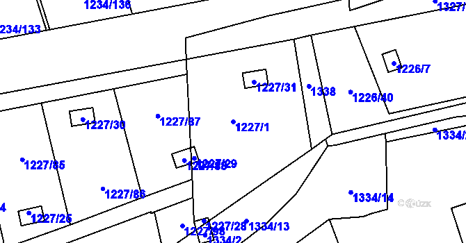 Parcela st. 1227/1 v KÚ Vejprnice, Katastrální mapa