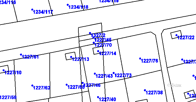 Parcela st. 1227/14 v KÚ Vejprnice, Katastrální mapa