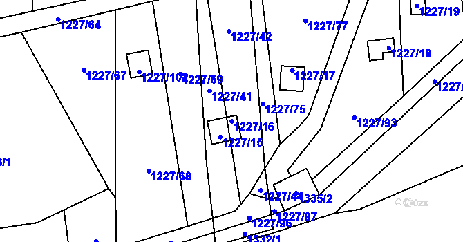 Parcela st. 1227/16 v KÚ Vejprnice, Katastrální mapa