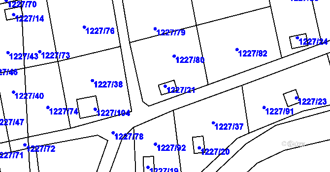Parcela st. 1227/21 v KÚ Vejprnice, Katastrální mapa