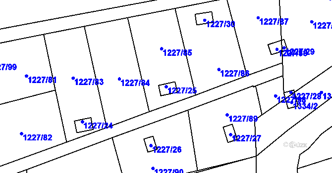 Parcela st. 1227/25 v KÚ Vejprnice, Katastrální mapa