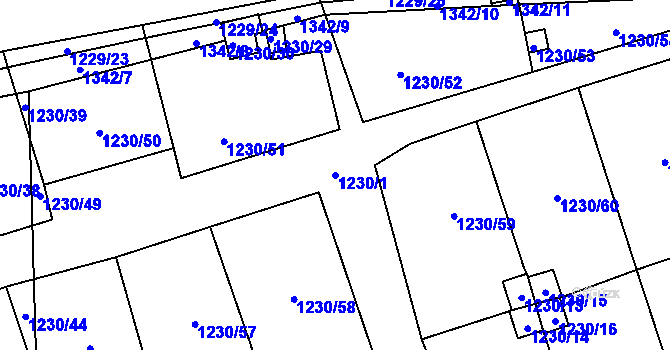 Parcela st. 1230/1 v KÚ Vejprnice, Katastrální mapa