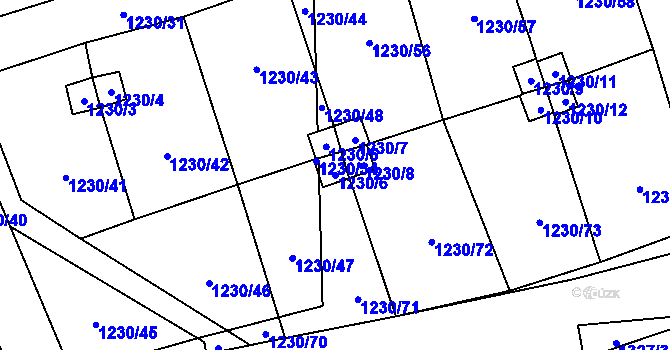 Parcela st. 1230/6 v KÚ Vejprnice, Katastrální mapa
