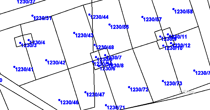 Parcela st. 1230/7 v KÚ Vejprnice, Katastrální mapa