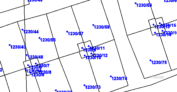 Parcela st. 1230/11 v KÚ Vejprnice, Katastrální mapa