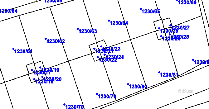 Parcela st. 1230/24 v KÚ Vejprnice, Katastrální mapa