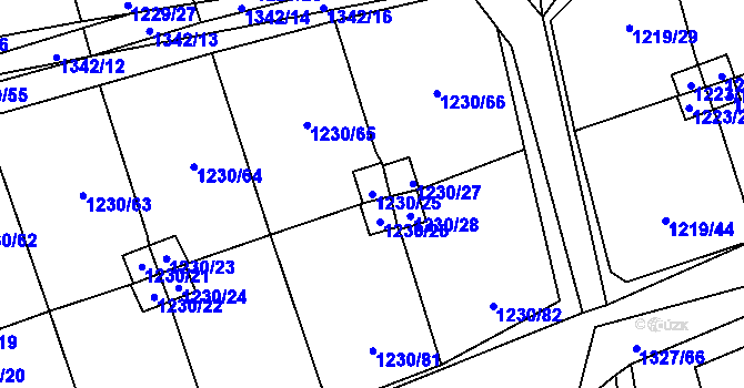 Parcela st. 1230/25 v KÚ Vejprnice, Katastrální mapa