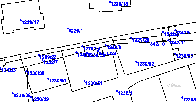 Parcela st. 1230/29 v KÚ Vejprnice, Katastrální mapa