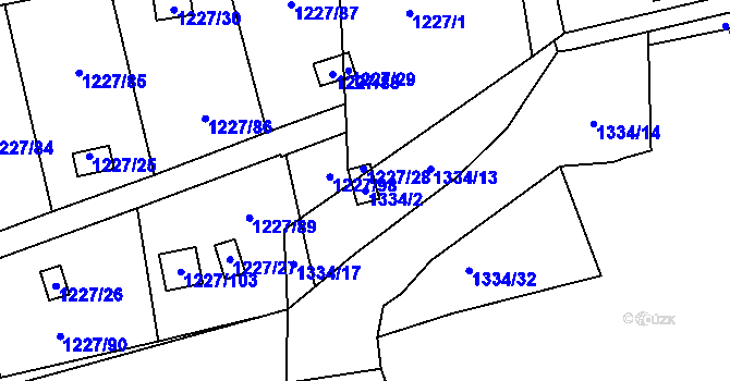 Parcela st. 1334/2 v KÚ Vejprnice, Katastrální mapa
