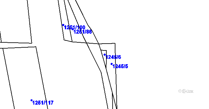 Parcela st. 1245/6 v KÚ Vejprnice, Katastrální mapa