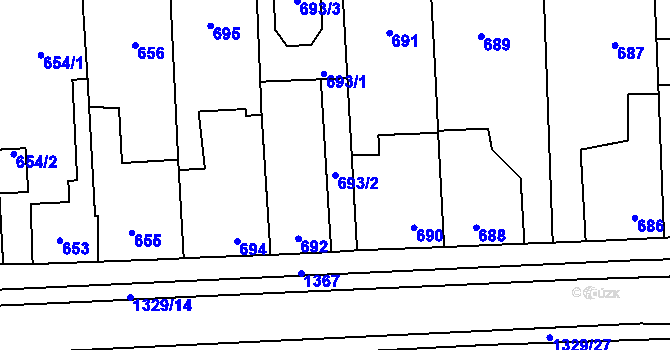 Parcela st. 693/2 v KÚ Vejprnice, Katastrální mapa