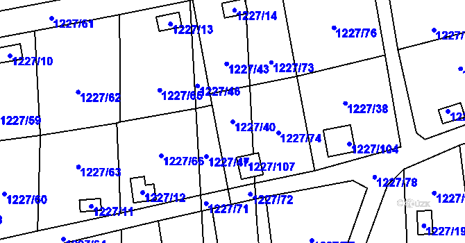 Parcela st. 1227/40 v KÚ Vejprnice, Katastrální mapa