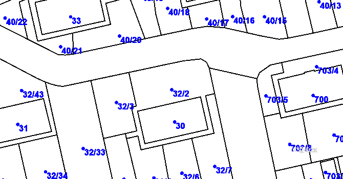 Parcela st. 32/2 v KÚ Vejprnice, Katastrální mapa