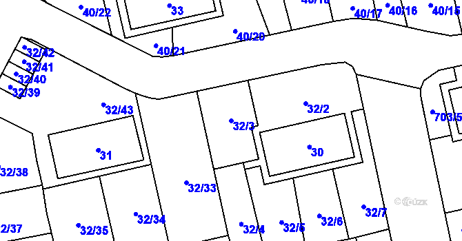 Parcela st. 32/3 v KÚ Vejprnice, Katastrální mapa
