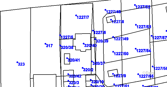 Parcela st. 320/40 v KÚ Vejprnice, Katastrální mapa