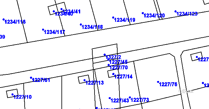 Parcela st. 1327/2 v KÚ Vejprnice, Katastrální mapa