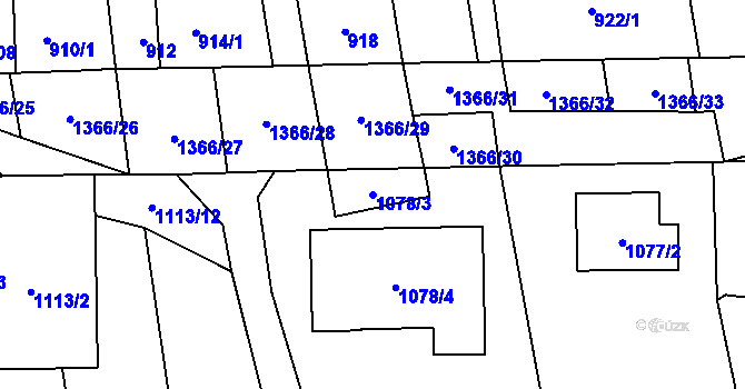 Parcela st. 1078/3 v KÚ Vejprnice, Katastrální mapa